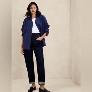 Banana Republic Women’s Melton Double Breasted Brushed Jacket Preppy Navy Medium